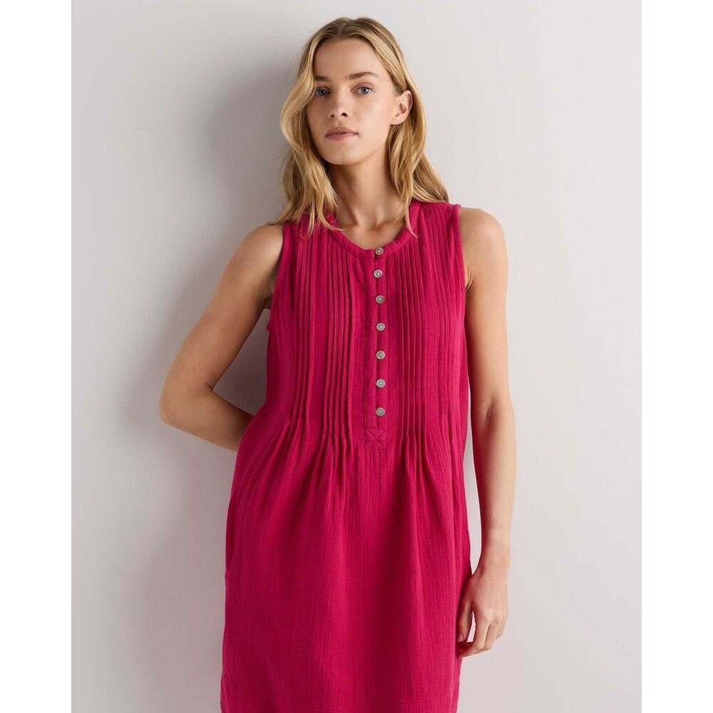 Quince size XL sleeveless swing dress 100% organic cotton gauze Amaranth Pink